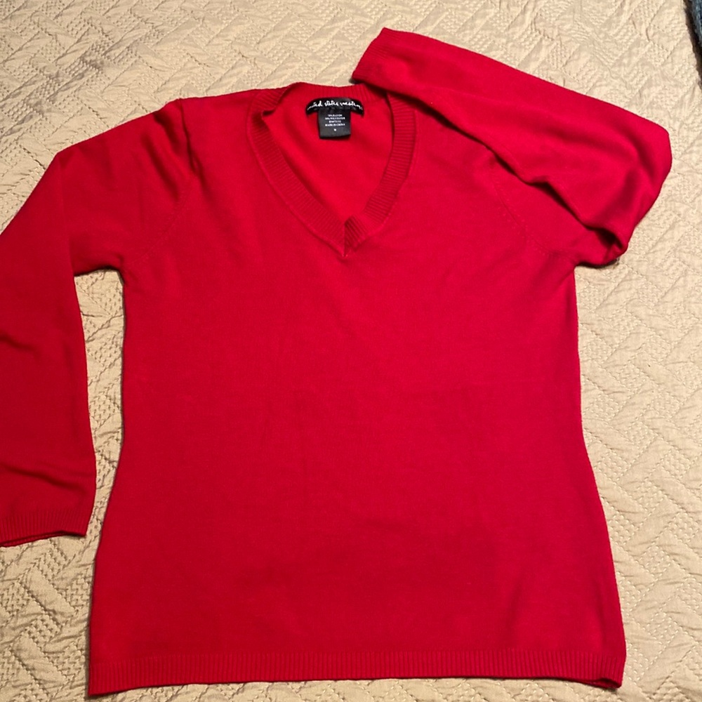 Lightweight red v-neck sweater